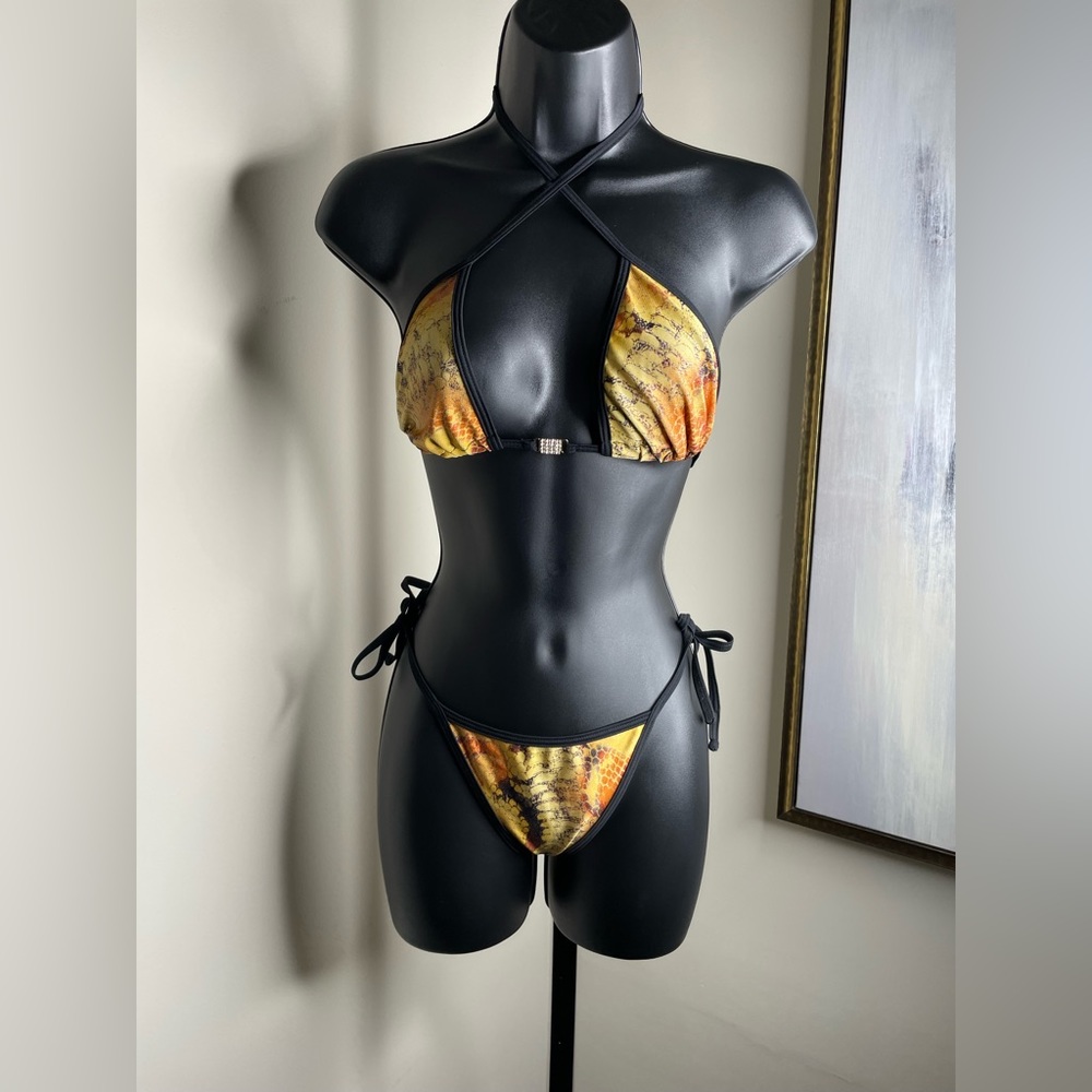 2 piece dance wear orange and yellow